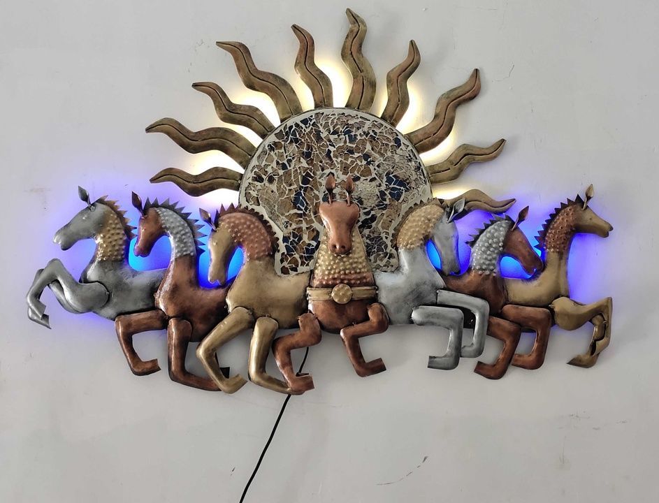 Metal sun horse wall interior decor uploaded by business on 6/27/2021