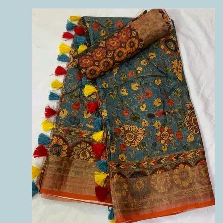 Digital printing linen saree uploaded by business on 6/27/2021