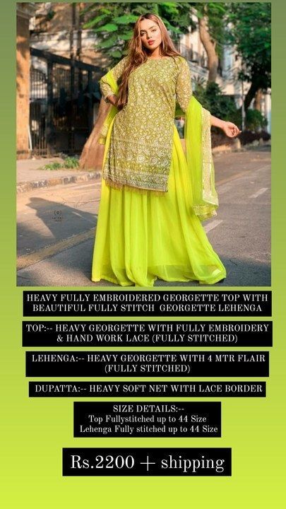 Georgette top with georgette lehenga and dupatta uploaded by business on 6/27/2021