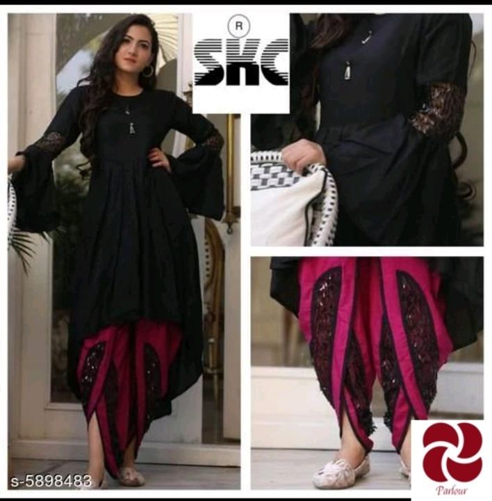 Women solidrayon kurts set with dhoti pants uploaded by Reselling on 6/27/2021