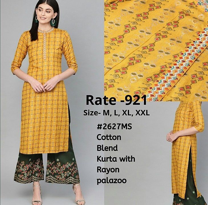 Cotton blend kurta with rayon PLAZZO  uploaded by business on 8/17/2020