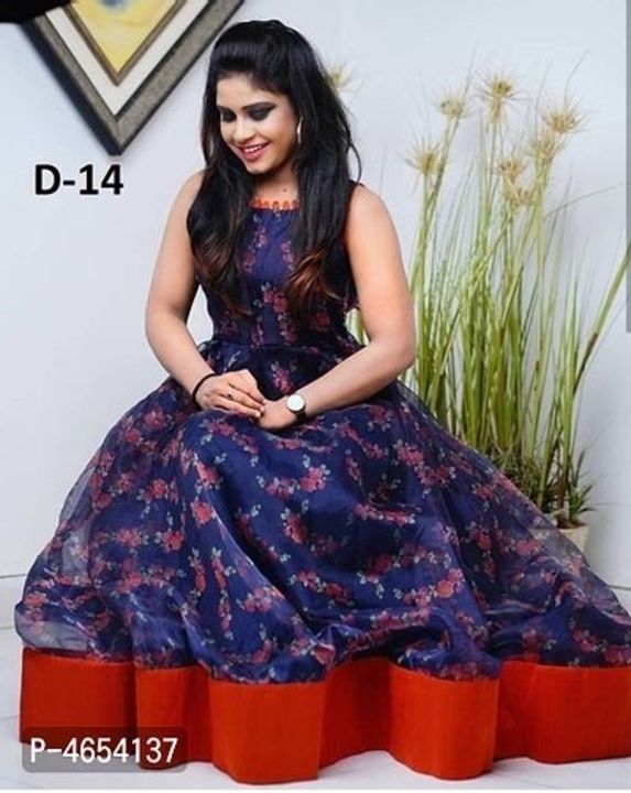 Printed sleeveless ethnic gown uploaded by A to Z Readymade centre on 6/28/2021
