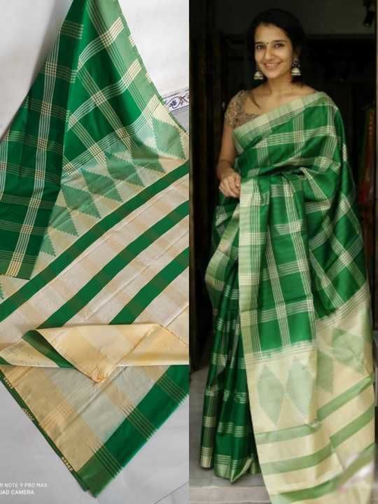 Post image 💫💫💫 *_Trendy &amp; Fancy Soft Silk Sarees_*💫💫💫
In market, it's also named as *semi - Kuppadam soft silk sarees*
Lite weight sarees with grand Fancy Checked Design looks pretty..
Soft texture...
_Contrast Blouse_
_Pretty Constrast Jari design with borders for pallu similiar like pure silk sarees_
Weight : 0.550Kg(Appx)
W/H : 6.25 &amp; 46.5'Inch
*₹1050+$*
💐💐💐Grab the attractive collections....💐💐💐
