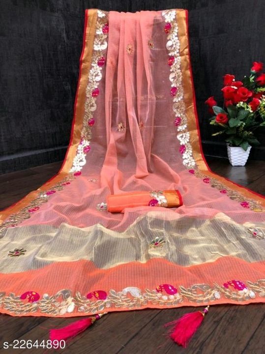 Post image Beautiful chanderi cotton saree 🥰Free shipping all over India🇮🇳Cod available