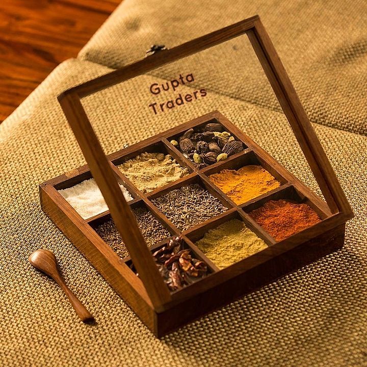 Wooden Masala/Spice Box ( 9 compartment) uploaded by Gupta Traders on 8/17/2020