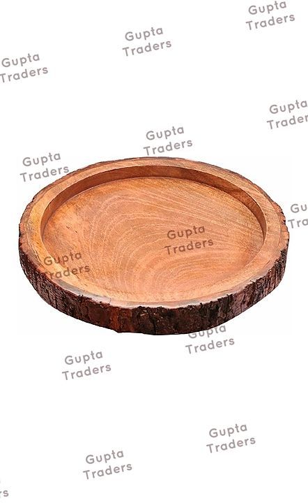 Wooden round natural finish tray uploaded by business on 8/17/2020
