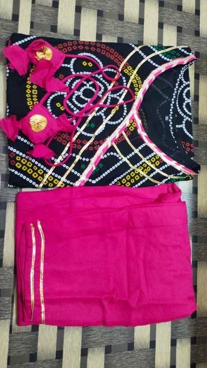 Post image *Dhamaka offer*
Dhamaka dhamaka original*Quality always superb* 
*Rayon bandage printed kurti with pant* *Rayon bandage printed with Gota lace*
With full interlock

Size:-M to XXL(38 to 44) 

Price 550 single best quality *free shipping* by India's best courier service Dtdc🚀 for air Courier service rupee 30 extra 🪂ready to ship ,be first to post will get millions order🪂i don't design clothes. I design dreams*Ready to dispatch*
 *Booking open**Dispach tomorrow*Full stock available