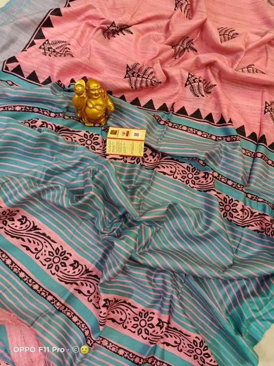 Ghicha Tussar Block Print saree uploaded by Exclusive Collection  on 6/29/2021