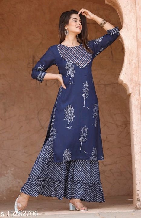 Post image Nice kurti set with shrara available cash on delivery.No delivery charge.For more details what's app on 9306608042