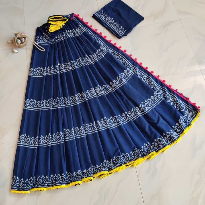 Cotton saree with pom pom uploaded by Cotton hend loom on 6/30/2021