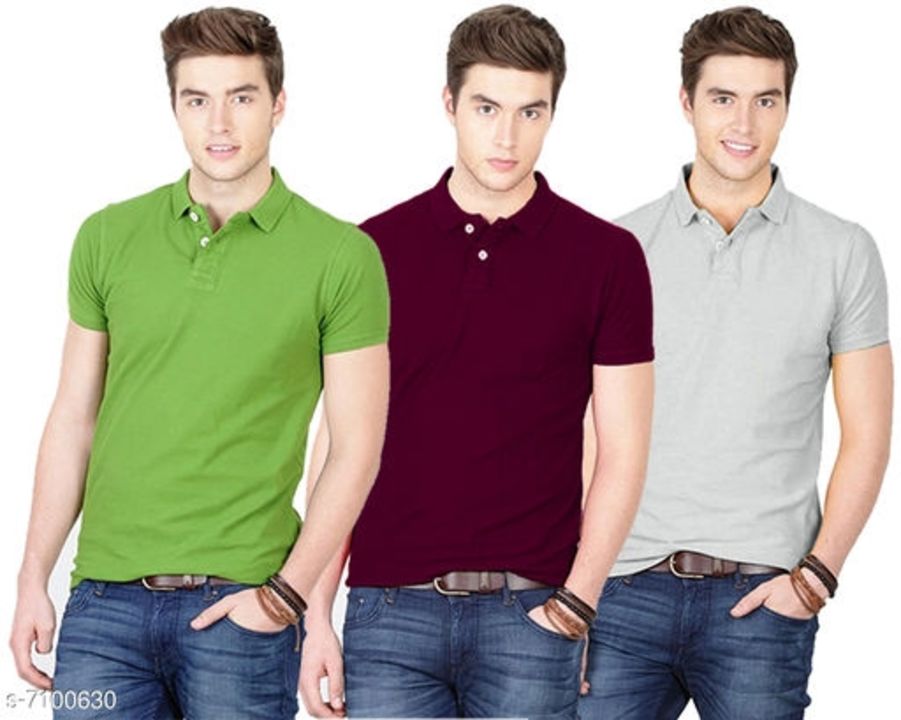 Ansh Fashion Wear Polo Neck Plain T-shirt - Pack of 3 uploaded by business on 6/30/2021