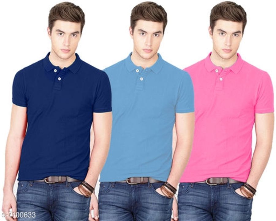 Ansh Fashion Wear Polo Neck Plain T-shirt - Pack of 3 uploaded by Shopping centre on 6/30/2021