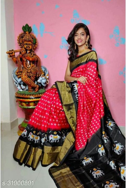 Post image Rs 400 Free Delivery, Cash On Delivery Available
Aagyeyi Voguish Sarees 
Women's Hand-Block Printed Saree With BlouseSaree Fabric: Silk BlendBlouse: Running BlouseBlouse Fabric: Silk BlendPattern: PrintedBlouse Pattern: PrintedMultipack: SingleTotally handmade &amp; hand-block prints, Finest quality of ikkat pattu, Contrast print blouse, Designer ikkat pallu, Total- 6.30 mtr. with BlouseSizes: Free Size (Saree Length Size: 5.5 m, Blouse Length Size: 0.8 m) 
Country of Origin: India