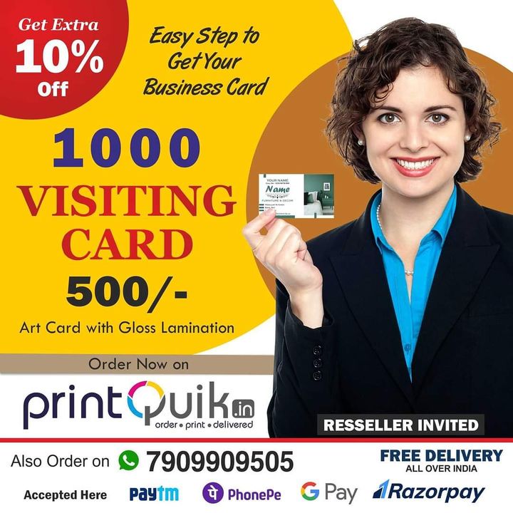 Post image Message Print Quik on WhatsApp. https://wa.me/message/MN3D56SVDOR5H1
Visit Website: www.printquik.inhttps://www.instagram.com/print.quik/https://www.facebook.com/gwlprintquik
#BusinessCard #Visitingcard#Card #Business #Personalcard#Contactcard # DigitalCard