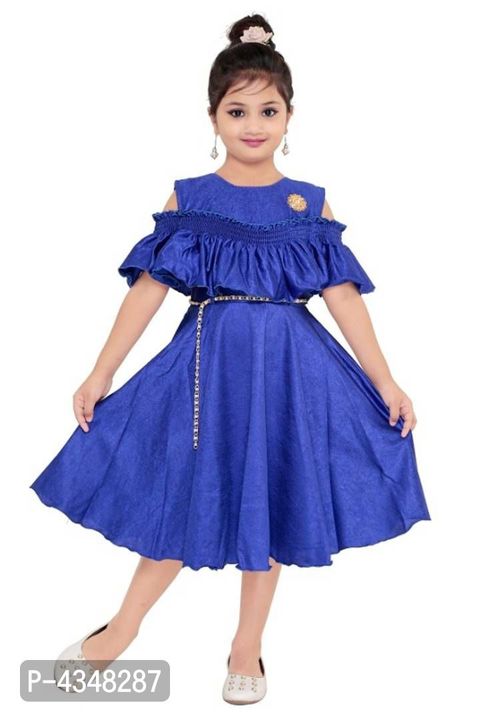 Product image with price: Rs. 440, ID: girls-party-festive-dress-robe-blue-bb64ef25