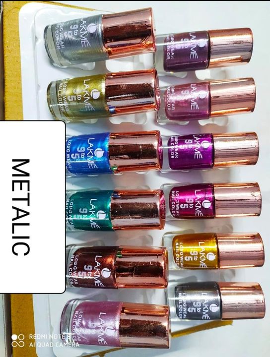 Lakme metalic nail paint set of 12 pieces uploaded by Kiyara on 7/1/2021