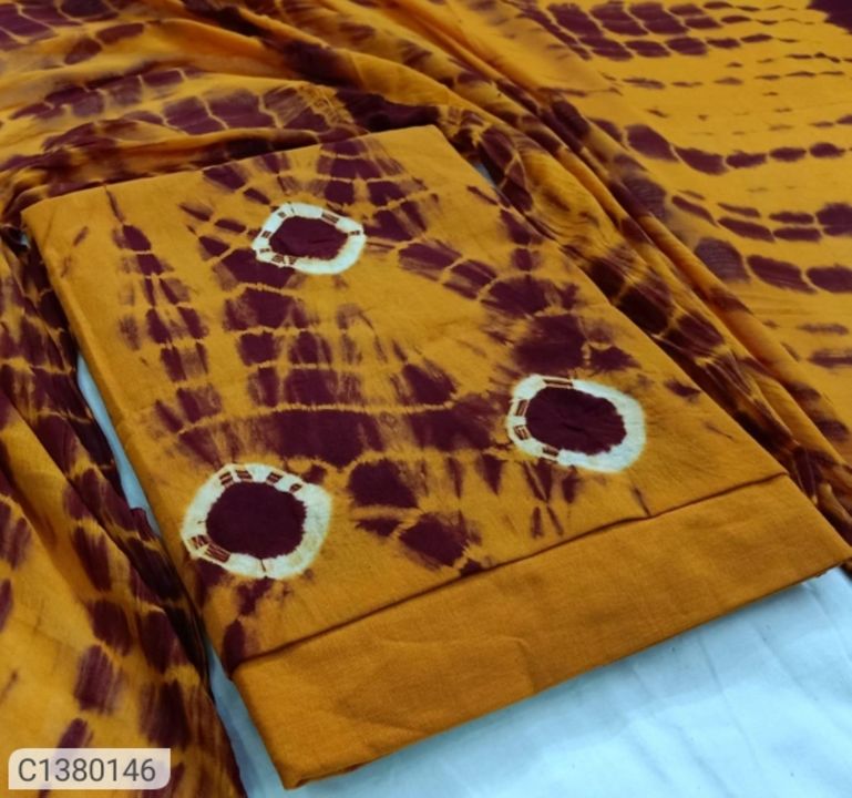 Badhani print cotton dress material uploaded by business on 7/2/2021