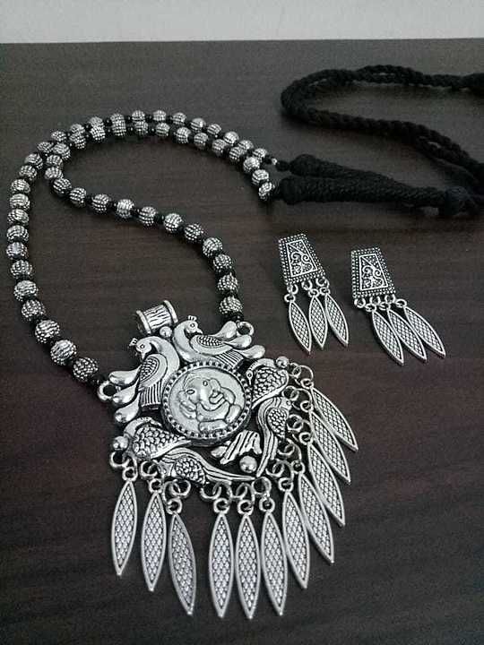Antique oxidised and long beaded necklace set uploaded by Nicks creation  on 5/28/2020