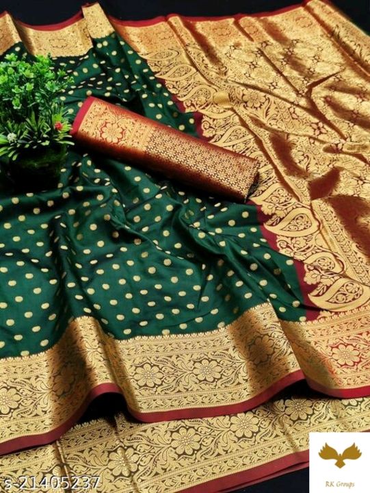 Post image Saree Fabric: Cotton Silk
Blouse: Running Blouse
Blouse Fabric: Jacquard
Pattern: Woven Design
Blouse Pattern: Jacquard
Multipack: Single
Sizes: 
Free Size (Saree Length Size: 5.5 m, Blouse Length Size: 0.8 m) 

Dispatch: 2-3 Days