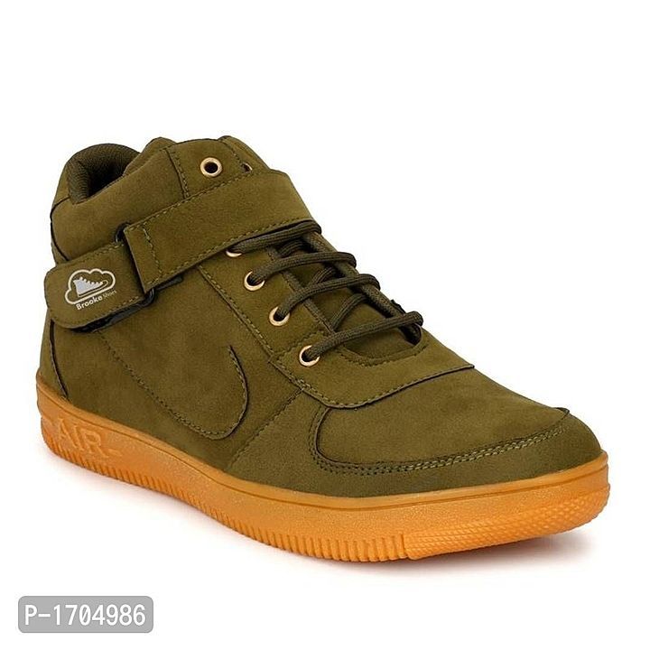 Mens green solid synthetic sneakers uploaded by Reva Collection on 8/18/2020
