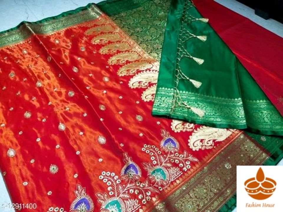 Satin silk saree uploaded by business on 7/2/2021