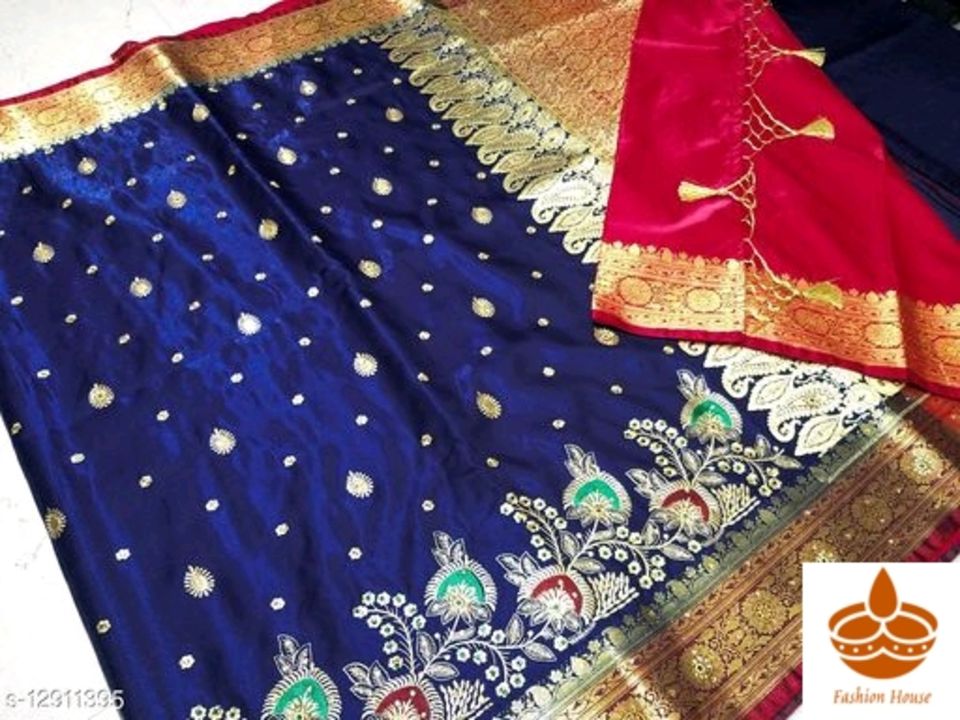 Satin silk saree uploaded by business on 7/2/2021