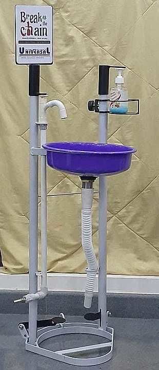 Sanitizer stand with soap dispenser stand uploaded by business on 5/28/2020