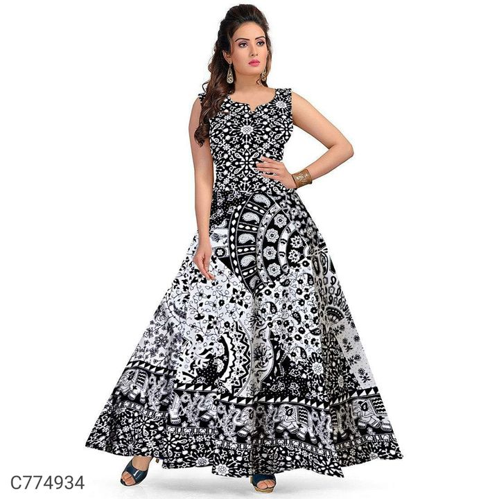 Women's cotton jaipuri printed maxi dress uploaded by business on 7/3/2021