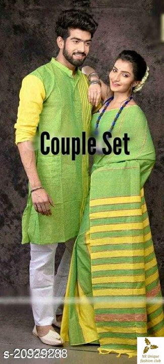 Couple set saree with men's kurta uploaded by business on 7/3/2021