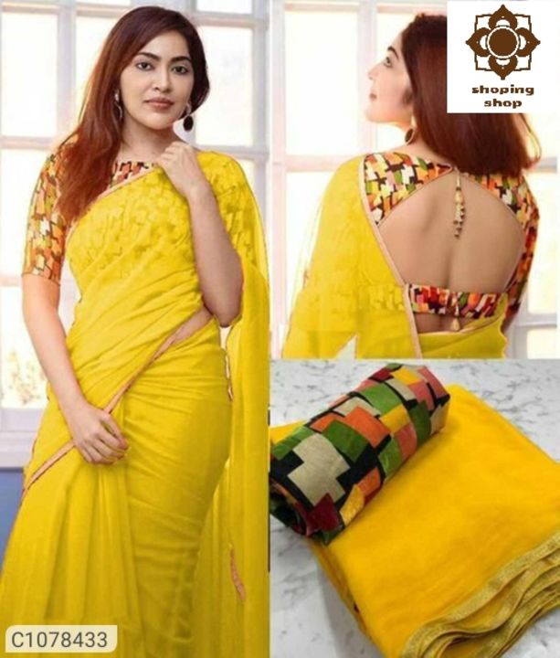 Post image *Product Name:* Latest Solid Chiffon Saree with Lace Border Work
*Details:*Description: It has 1 Piece of Saree and 1 Piece of BlouseFabric: Saree: Chiffon , Blouse: SatinLength: Saree: 5.5 Mtr, Blouse: 0.80 MtrWork: Saree: Solid with Lace Border, Blouse: Digital Printed
💥 *FREE Shipping* (फ्री शिपिंग)💥 *FREE COD* (फ्री केश ऑन डिलीवरी)💥 *FREE Return &amp; 100% Refund* (फ्री रिटर्न और 100% रिफंड)🚚 *Delivery*: Within 7 days (डिलीवरी 7 दिनों में)