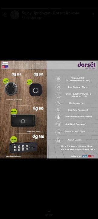 Digital Furniture Lock uploaded by Dorsët Industries Pvt Ltd on 7/3/2021