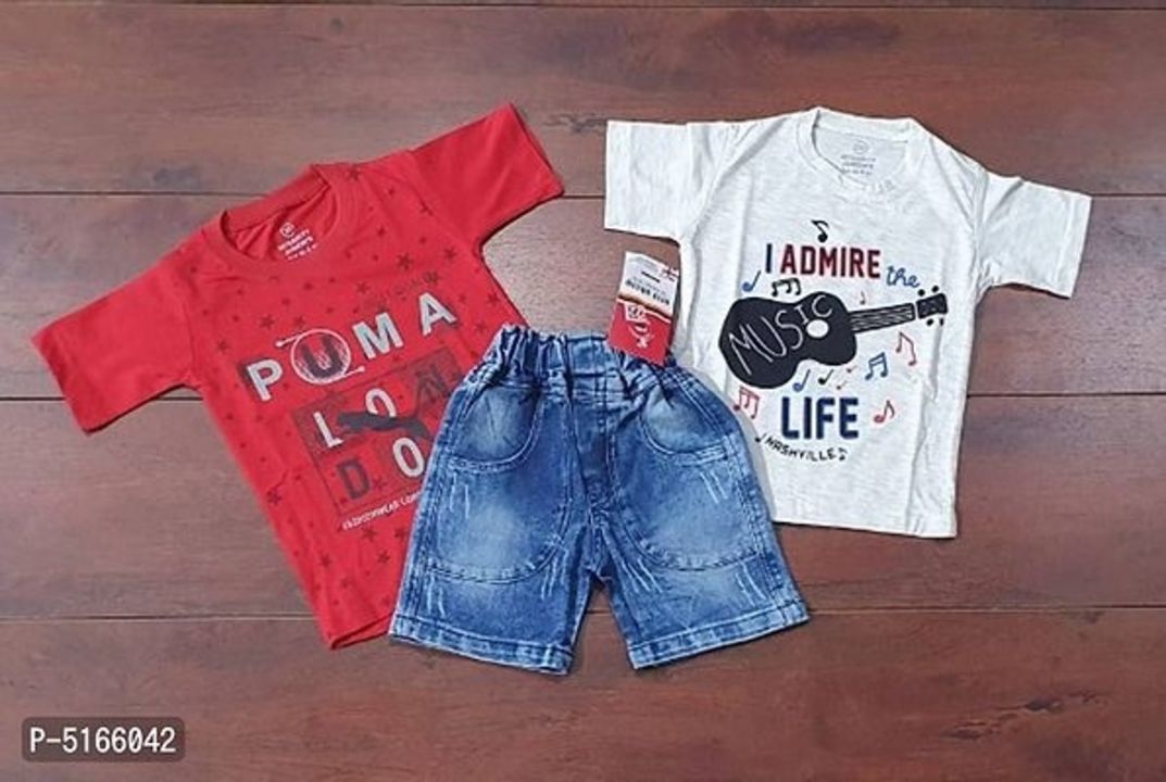 Post image Boy's T-Shirts with Shorts
Boy's T-Shirts with Shorts
*Color*: Multicoloured
*Type*: T-Shirts with Shorts
*Style*: Solid
*Wash Care*: Machine Wash
*Top Fabric*: Cotton
*Bottom Fabric*: Denim
*Sizes*: 3 - 4 Years (Chest 27.0 inches, Waist 22.0 inches), 4 - 5 Years (Chest 28.0 inches, Waist 22.0 inches), 5 - 6 Years (Chest 29.0 inches, Waist 24.0 inches), 6 - 7 Years (Chest 30.0 inches), 7 - 8 Years (Chest 31.0 inches), 8 - 9 Years (Chest 32.0 inches)
*Returns*: Within 7 days of delivery. No questions asked
⚡⚡ Hurry, 3 units available only 


Hi, sharing this amazing collection with you.😍😍 If you want to buy any product, message me