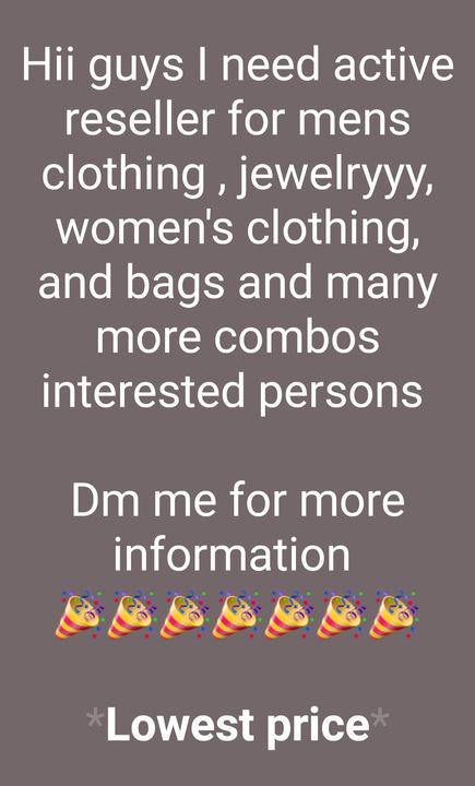 Post image I need active reseller ..... for mens clothing women's clothing jewelryyy and many more combos in resnable rate
 0% meeshooo product so u can add ur margin interested person 
dm me 8200975470 😊
