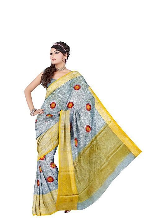 Pure chapa Tissu With Heavy Fine Embroidery Saree  uploaded by business on 8/19/2020
