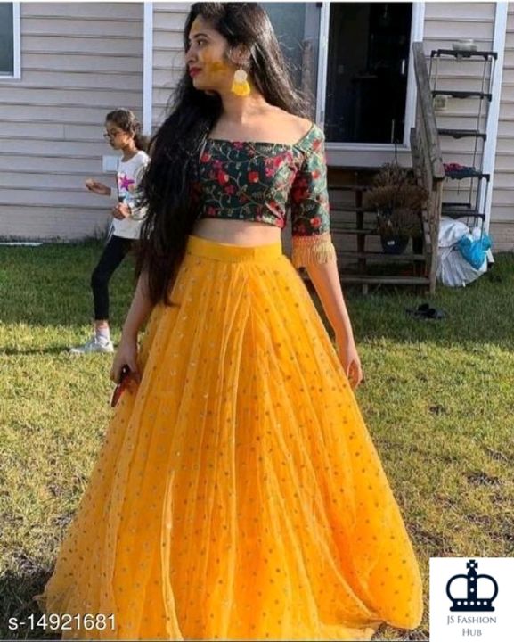 Embroidered semi stitched lehenga with crop top uploaded by business on 7/5/2021