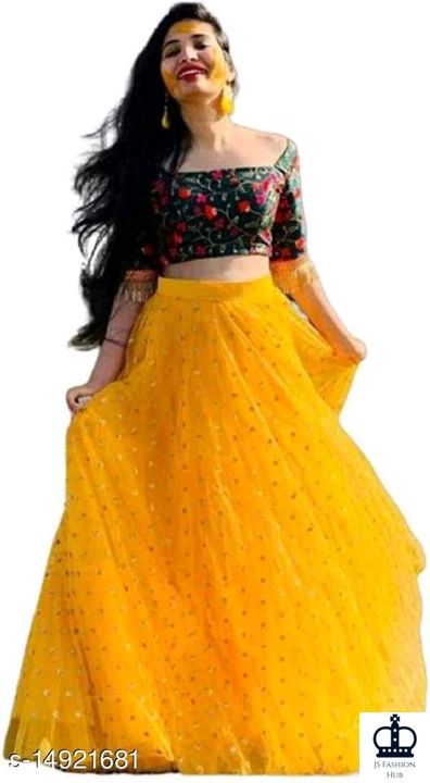 Embroidered semi stitched lehenga with crop top uploaded by JS Fashions on 7/5/2021
