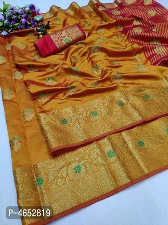 Beautiful Silk Blend Jacquard Saree with Blouse piece uploaded by Khushi clothes on 7/5/2021
