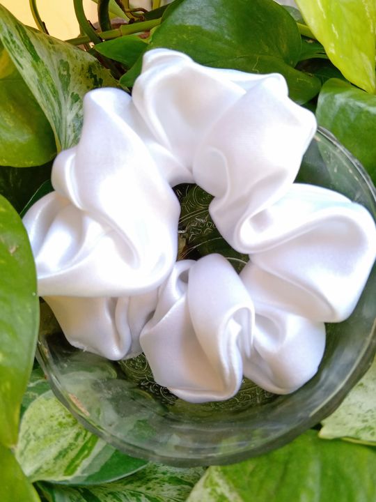 Pearl White Satin Scrunchies uploaded by business on 7/5/2021