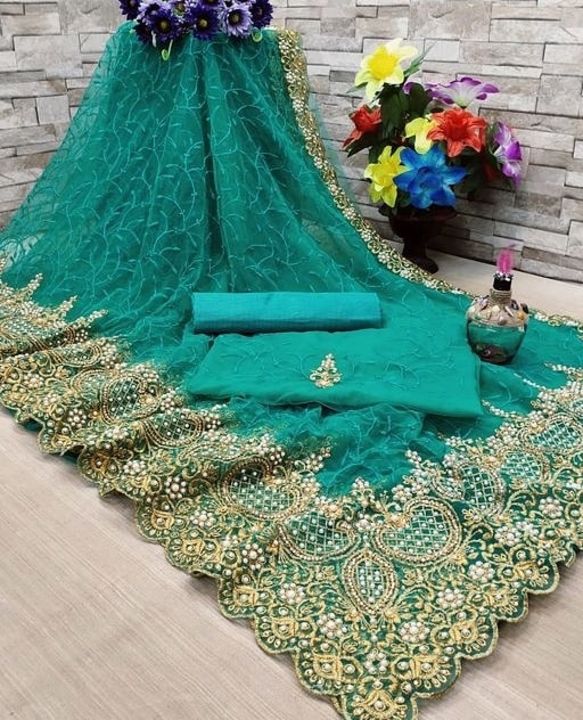 Net  saree uploaded by Kunsh collection on 7/5/2021