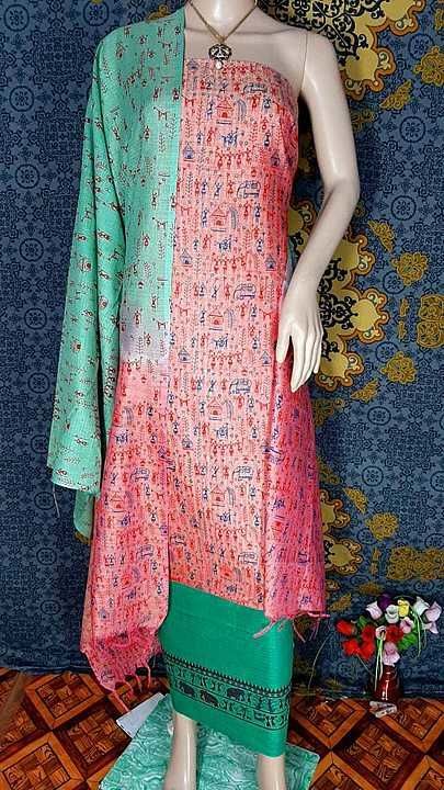 Cotton khadi silk suits with printed uploaded by business on 8/19/2020
