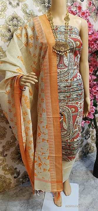 Cotton khadi silk suits with printed uploaded by business on 8/19/2020