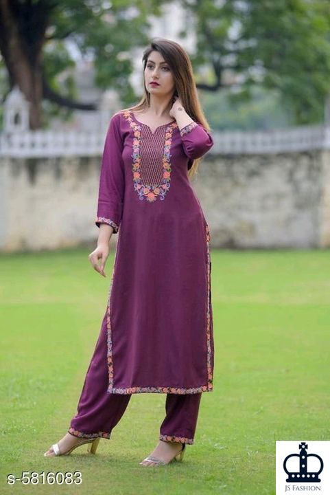  Cotton Embroidered Long Kurti With Palazzos uploaded by business on 7/6/2021