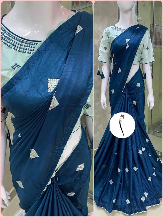 Post image 💓💓💓💓Presenting new Embroidery+sequence work saree collection for your next occasion*

Saree fabric :- *Heavy soft Dola silk with Multi embroidery +sequence work with cut work lace border*
Blouse :- *pure silk With embroidery and sequence work and fully stitched in 42 size + 2 inch extra margin *
*Rate :₹1550+$only*
*Be aware from low quality*Rj