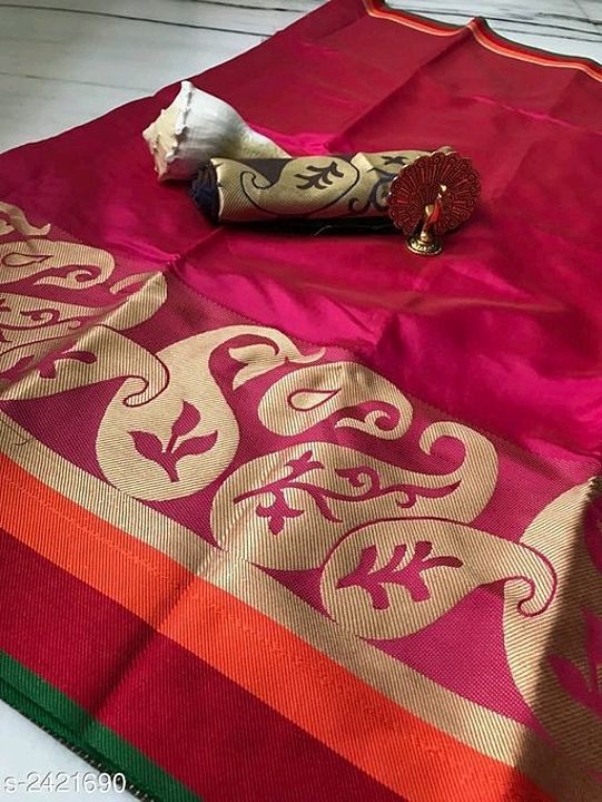 Post image Tiya Elegant Banarasi Silk Sarees Vol 2

Fabric: Saree - Banarasi Silk, Blouse - Banarasi Silk 
Size: Saree Length - 5.5 mtr, Blouse - 0.8 mtr
Work: Zari Work
Cost :900 
Msg me in whatapp 9949541033