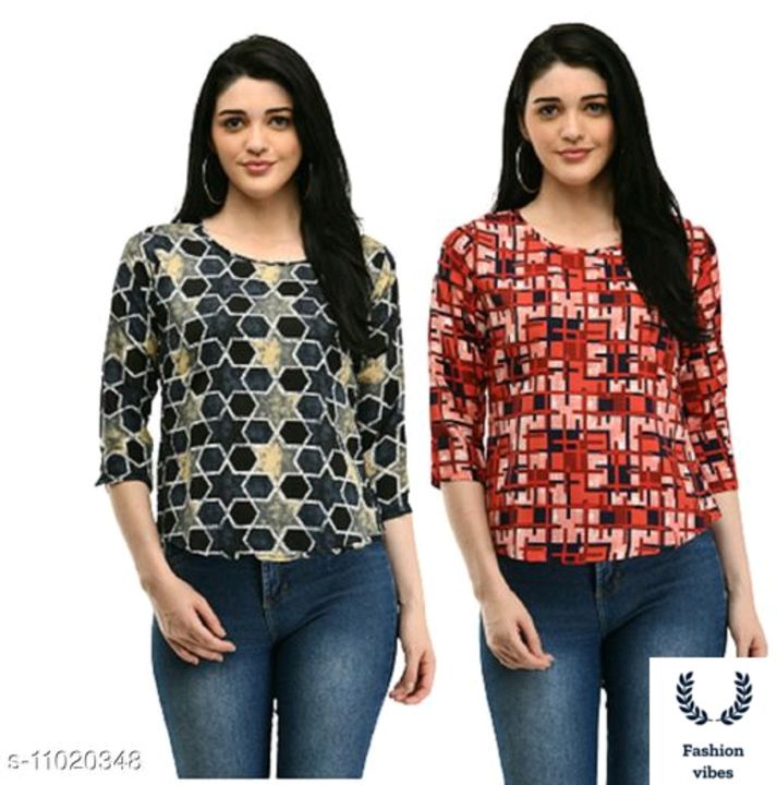 Post image DM FOR ORDER COD AVAILABLE WHAT APP 7217426730
Catalog Name:*Stylish Latest Women Tops &amp; Tunics*Fabric: CrepeSleeve Length: Three-Quarter SleevesPattern: PrintedMultipack: 2Sizes:S (Bust Size: 32 in) M (Bust Size: 34 in) L (Bust Size: 36 in) XL (Bust Size: 38 in) 
Easy Returns Available In Case Of Any Issue*Proof of Safe Delivery! Click to know on Safety Standards of Delivery Partners- https://ltl.sh/y_nZrAV3
