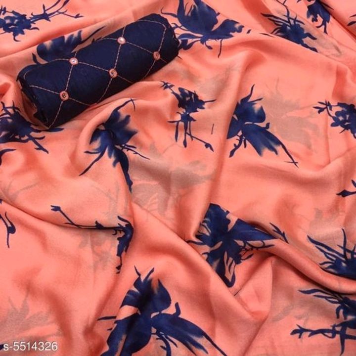 Printed chiffon sarees with floral patten uploaded by business on 7/8/2021