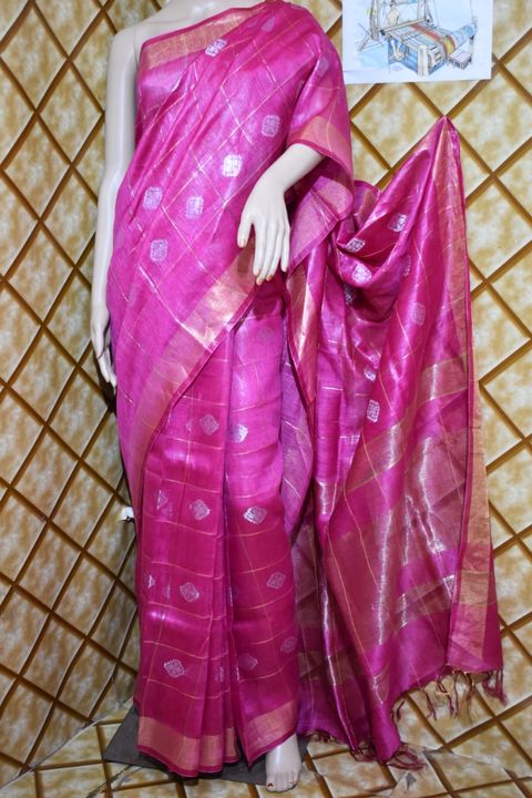 Pure silk linen saree uploaded by Linen Zone  on 7/8/2021