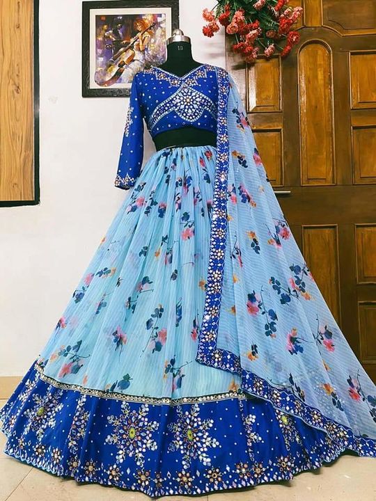 Bani embroydri mirror stones lehnga choli uploaded by business on 7/9/2021