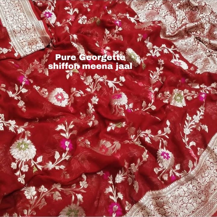 Pure Georgette shiffon meena jaal saree uploaded by Saree world on 7/9/2021