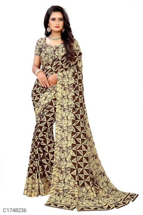 Printed georgette saree uploaded by business on 7/9/2021